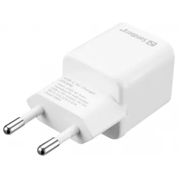 Sandberg USB-C AC Lādētājs PD20W EU, Iekštelpu, Maiņstrāva, 5 V, 3 A, Balts