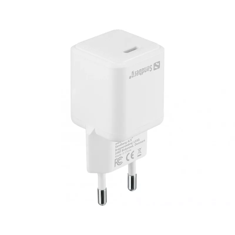 Sandberg USB-C AC Lādētājs PD20W EU, Iekštelpu, Maiņstrāva, 5 V, 3 A, Balts