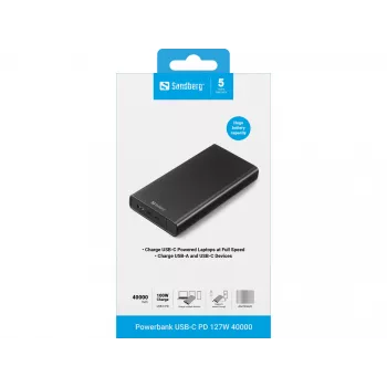 Pārnēsājams barošanas bloks Sandberg USB-C PD 127W 40000 mAh