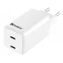 Sandberg AC lādētājs Dual USB-C PD65W EU, iekštelpu, 20 V, 3.25 A, balts