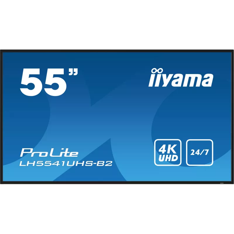 iiyama LH5541UHS-B2 Signage Displejs Kioska dizains 138.7 cm (54.6 collu) LCD 500 cd/m² 4K Ultra HD Melns Iebūvēts procesors 24/7