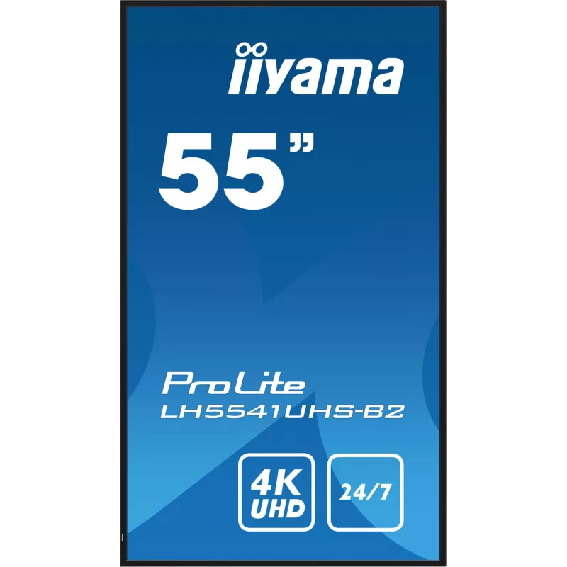 iiyama LH5541UHS-B2 Signage Displejs Kioska dizains 138.7 cm (54.6 collu) LCD 500 cd/m² 4K Ultra HD Melns Iebūvēts procesors 24/7