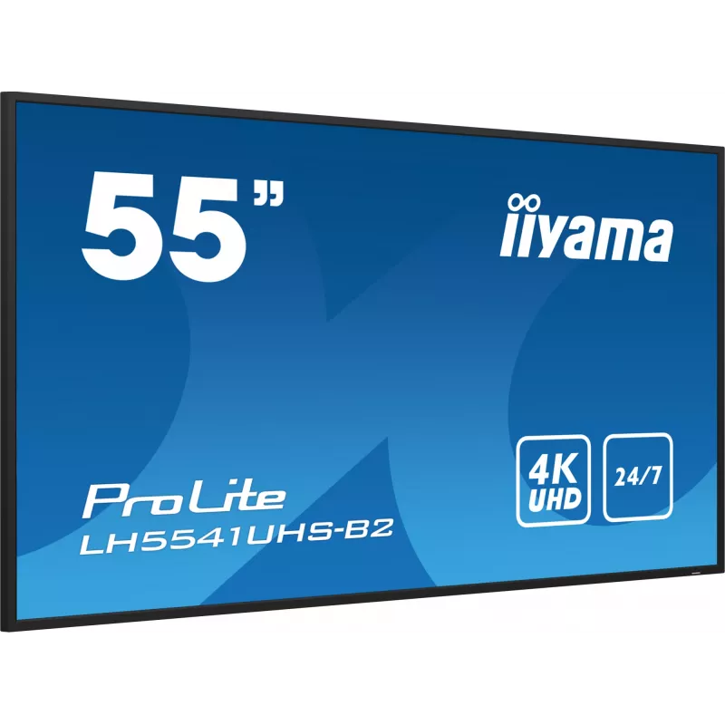 iiyama LH5541UHS-B2 Signage Displejs Kioska dizains 138.7 cm (54.6 collu) LCD 500 cd/m² 4K Ultra HD Melns Iebūvēts procesors 24/7