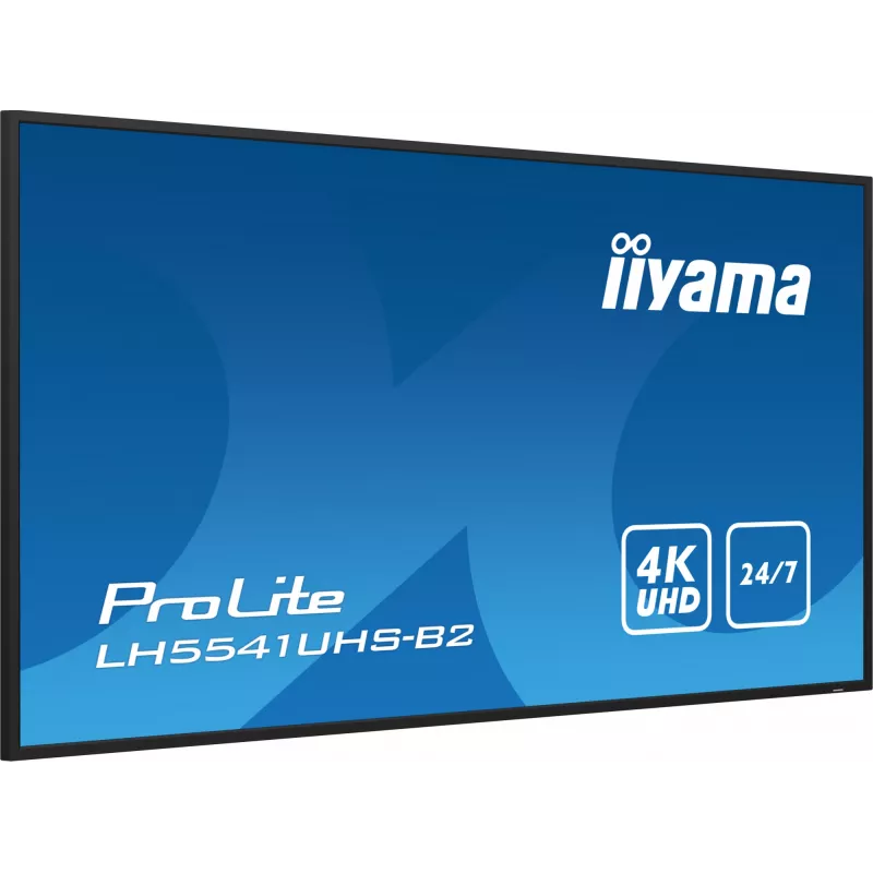 iiyama LH5541UHS-B2 Signage Displejs Kioska dizains 138.7 cm (54.6 collu) LCD 500 cd/m² 4K Ultra HD Melns Iebūvēts procesors 24/7