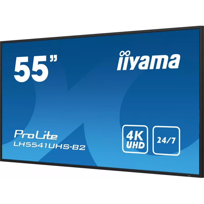 iiyama LH5541UHS-B2 Signage Displejs Kioska dizains 138.7 cm (54.6 collu) LCD 500 cd/m² 4K Ultra HD Melns Iebūvēts procesors 24/7