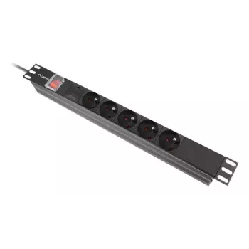 PDU Lanberg PDU-05E-0200-BK 5 AC kontaktligzdas 1U Melns