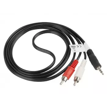 Audio kabelis LANBERG 3.5mm līdz 2×RCA vīrietis 1.5 m Melns