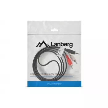 Audio kabelis LANBERG 3.5mm līdz 2×RCA vīrietis 1.5 m Melns