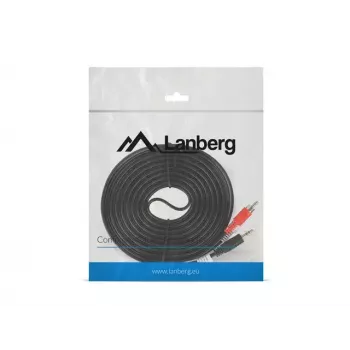 Audio kabelis LANBERG 3.5mm līdz 2×RCA vīriešu, 5 m, melns