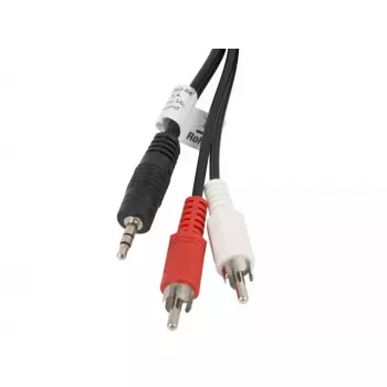 Audio kabelis LANBERG 3.5mm līdz 2×RCA vīriešu, 5 m, melns