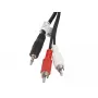 Audio kabelis LANBERG 3.5mm līdz 2×RCA vīriešu, 5 m, melns