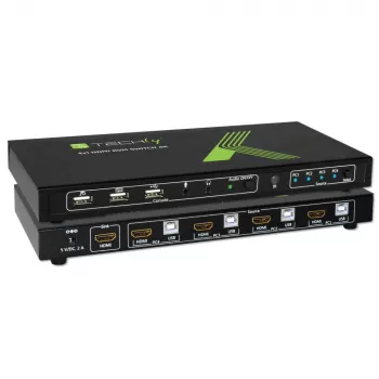 Techly 4x1 USB HDMI KVM slēdzis 4Kx2K IDATA KVM-HDMI4U Melns