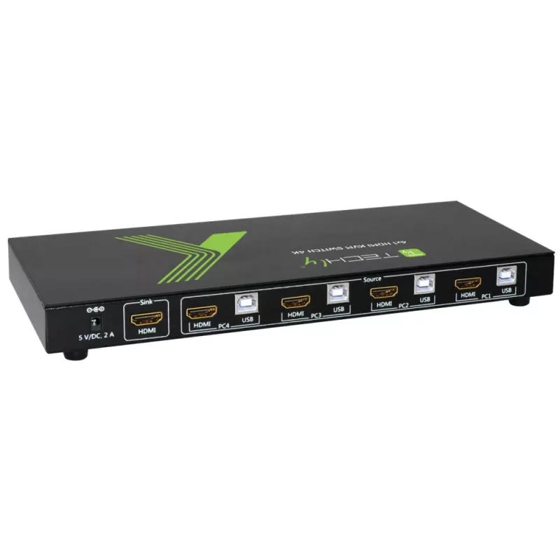 Techly 4x1 USB HDMI KVM slēdzis 4Kx2K IDATA KVM-HDMI4U Melns