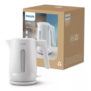 Philips 3000 Series tējkanna, 1,7 L, 2200 W, balta, plastmasa, aizsardzība pret pārkaršanu, bezvadu