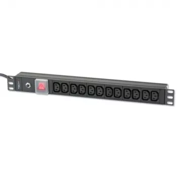 Techly Rack 19 collu PDU 12 VDE kontaktligzdas ar C20 spraudni un slēdzi