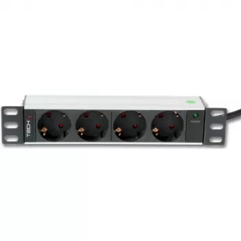 Techly I-CASE M10-4D strāvas sadales bloks (PDU) 4 kontaktligzdas 1U Melns, Sudrabs