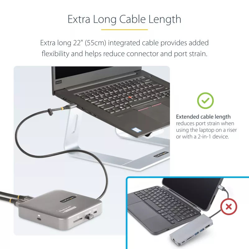 StarTech.com USB-C dokstacija, divi 4K 60Hz HDMI, saderīga ar MacBook Pro (M1/M2/M3/M4) un Windows, USB-A/USB-C 10Gbps centrmezgls, 100W Power Delivery, GbE, SD, 56cm kabelis