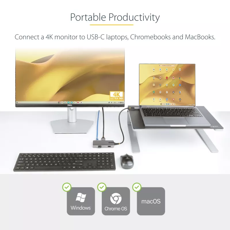 StarTech.com USB-C daudzportu adapteris - 4K 60Hz HDMI - HDR - 2 portu 5Gbps USB 3.0 centrmezgls - 100W Power Delivery caurvads - GbE - Chromebook sertificēts - Windows/macOS