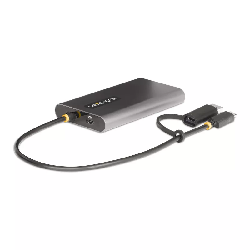 StarTech.com USB-C uz Diviem HDMI Adapteris - USB-C vai A uz 2x HDMI - 4K 60Hz - 100W Barošanas Padeves Caurlaide - 1ft (30cm) Iebūvēts Kabelis - USB uz HDMI Daudzmonitoru Pārveidotājs Klēpjdatoram - TAA