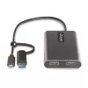 StarTech.com USB-C uz Diviem HDMI Adapteris - USB-C vai A uz 2x HDMI - 4K 60Hz - 100W Barošanas Padeves Caurlaide - 1ft (30cm) Iebūvēts Kabelis - USB uz HDMI Daudzmonitoru Pārveidotājs Klēpjdatoram - TAA