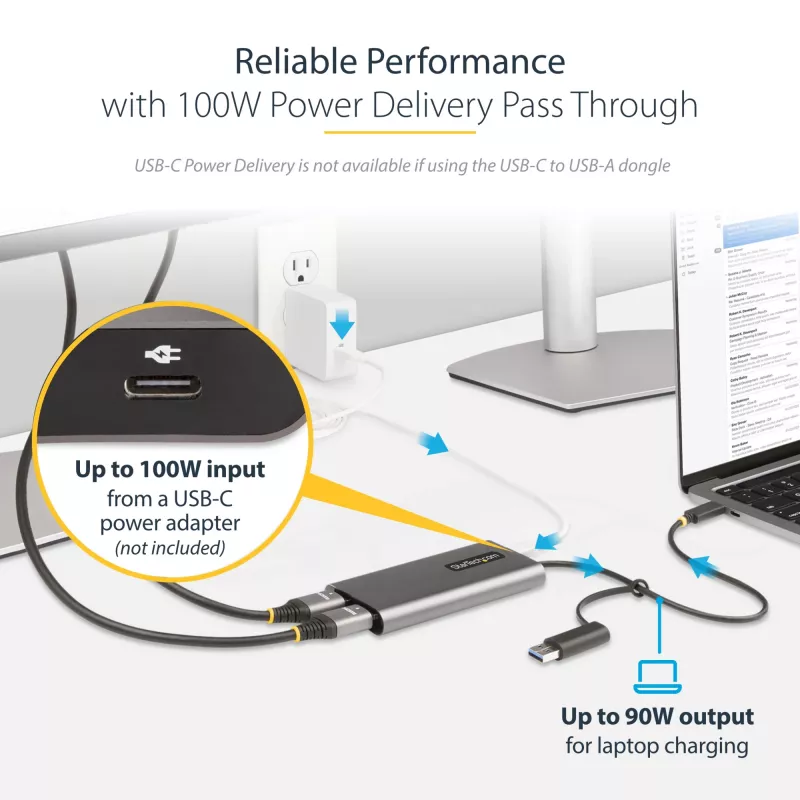 StarTech.com USB-C uz Diviem HDMI Adapteris - USB-C vai A uz 2x HDMI - 4K 60Hz - 100W Barošanas Padeves Caurlaide - 1ft (30cm) Iebūvēts Kabelis - USB uz HDMI Daudzmonitoru Pārveidotājs Klēpjdatoram - TAA