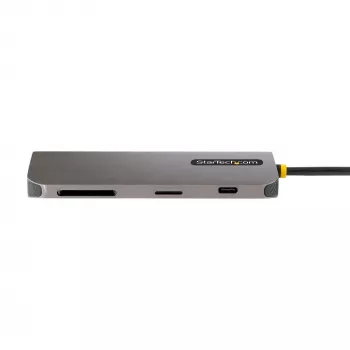 StarTech.com USB-C daudzportu adapteris 4K 60Hz HDMI video, 3 portu 5Gbps USB-A centrmezgls, 100W USB barošanas padeves caurlaide/GbE/SD/MicroSD, 30 cm kabelis, ceļojuma klēpjdatora dokstacija