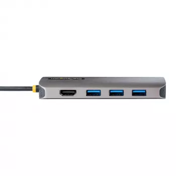 StarTech.com USB-C daudzportu adapteris 4K 60Hz HDMI video, 3 portu 5Gbps USB-A centrmezgls, 100W USB barošanas padeves caurlaide/GbE/SD/MicroSD, 30 cm kabelis, ceļojuma klēpjdatora dokstacija