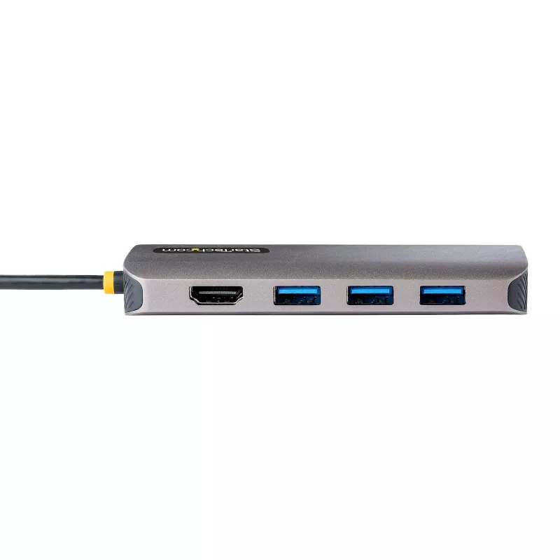 StarTech.com USB-C daudzportu adapteris 4K 60Hz HDMI video, 3 portu 5Gbps USB-A centrmezgls, 100W USB barošanas padeves caurlaide/GbE/SD/MicroSD, 30 cm kabelis, ceļojuma klēpjdatora dokstacija