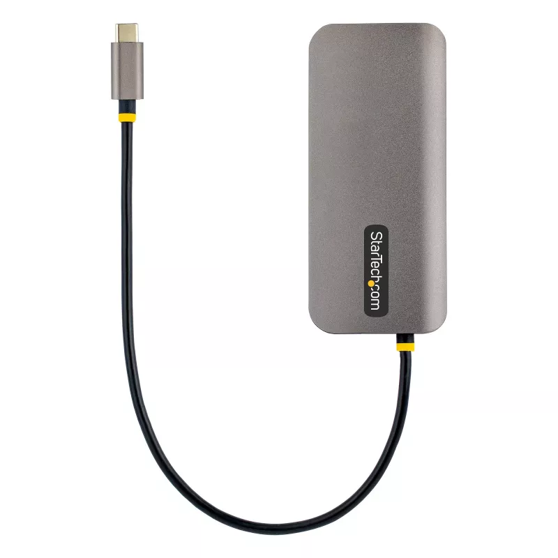 StarTech.com USB-C daudzportu adapteris 4K 60Hz HDMI video, 3 portu 5Gbps USB-A centrmezgls, 100W USB barošanas padeves caurlaide/GbE/SD/MicroSD, 30 cm kabelis, ceļojuma klēpjdatora dokstacija