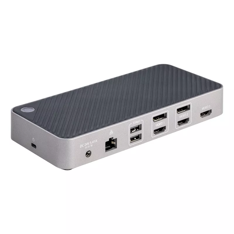 StarTech.com USB-C Trīskāršā 4K Dokošanas Stacija - HDMI/DP Trīskāršais 4k USB-C Dokstacija - 5x USB Hubs - GbE - 100W PD - Universāla Vairāku Monitoru Dokošanas Stacija - Thunderbolt 3/4 Saderīga