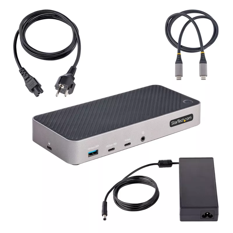 StarTech.com USB-C Trīskāršā 4K Dokošanas Stacija - HDMI/DP Trīskāršais 4k USB-C Dokstacija - 5x USB Hubs - GbE - 100W PD - Universāla Vairāku Monitoru Dokošanas Stacija - Thunderbolt 3/4 Saderīga