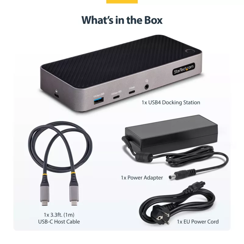 StarTech.com USB-C Trīskāršā 4K Dokošanas Stacija - HDMI/DP Trīskāršais 4k USB-C Dokstacija - 5x USB Hubs - GbE - 100W PD - Universāla Vairāku Monitoru Dokošanas Stacija - Thunderbolt 3/4 Saderīga