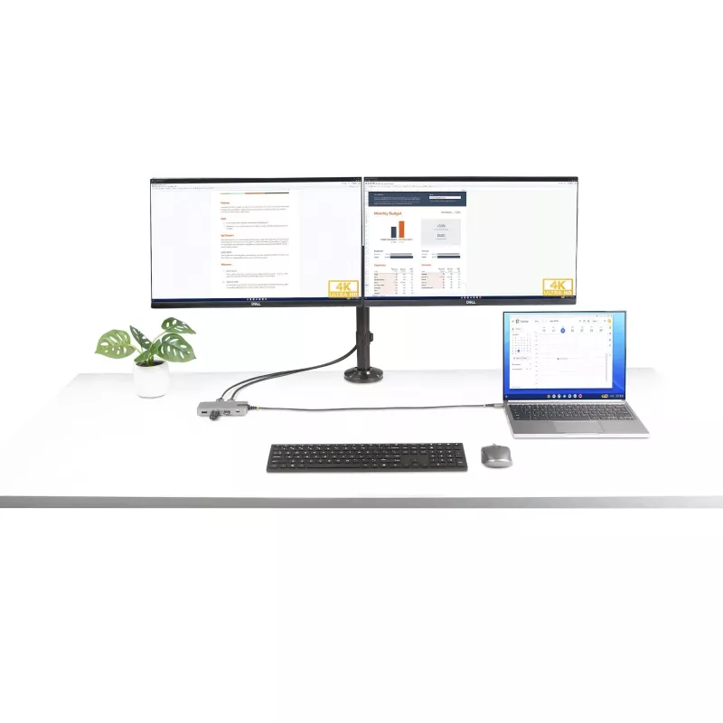 StarTech.com USB-C trīs monitoru daudzportu adapteris, Divi 4K 60Hz + 4K 30Hz HDMI un DisplayPort, 3 portu USB 10Gbps centrmezgls, 100W PD caurlaide, GbE, ceļojumu dokstacija, Windows un ChromeOS
