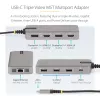 StarTech.com USB-C trīs monitoru daudzportu adapteris, Divi 4K 60Hz + 4K 30Hz HDMI un DisplayPort, 3 portu USB 10Gbps centrmezgls, 100W PD caurlaide, GbE, ceļojumu dokstacija, Windows un ChromeOS
