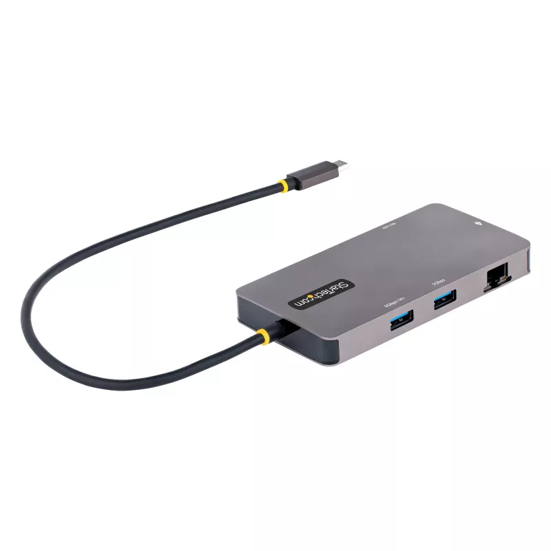 StarTech.com USB-C daudzportu adapteris, divi HDMI video, 4K 60Hz, 2 portu 5Gbps USB-A centrmezgls, 100W jaudas padeves caurlaide/GbE/SD/MicroSD, 30 cm kabelis, ceļojumu dokstacija, klēpjdatora dokstacija