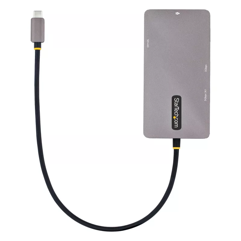StarTech.com USB-C daudzportu adapteris, divi HDMI video, 4K 60Hz, 2 portu 5Gbps USB-A centrmezgls, 100W jaudas padeves caurlaide/GbE/SD/MicroSD, 30 cm kabelis, ceļojumu dokstacija, klēpjdatora dokstacija