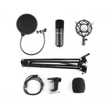 Sandberg Streamer USB Mikrofona Komplekts, Studijas mikrofons, -27 dB, 30 - 16000 Hz, 24 bit, 96 kHz, Unidirekcionāls