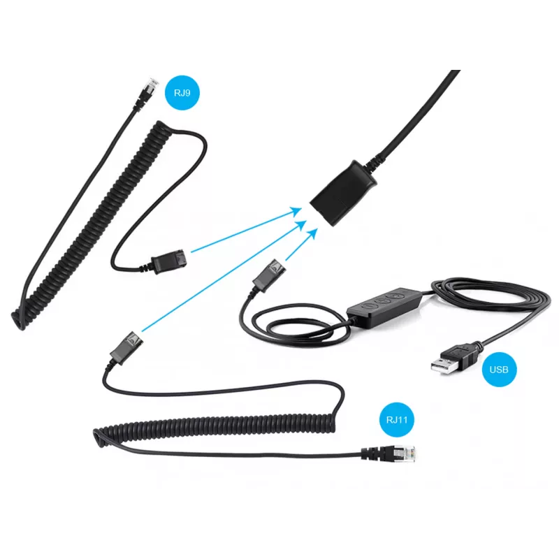 Sandberg USB+RJ9/11 Headset Pro Stereo, vadu austiņas, birojam/zvanu centram, 20 - 7000 Hz, melna