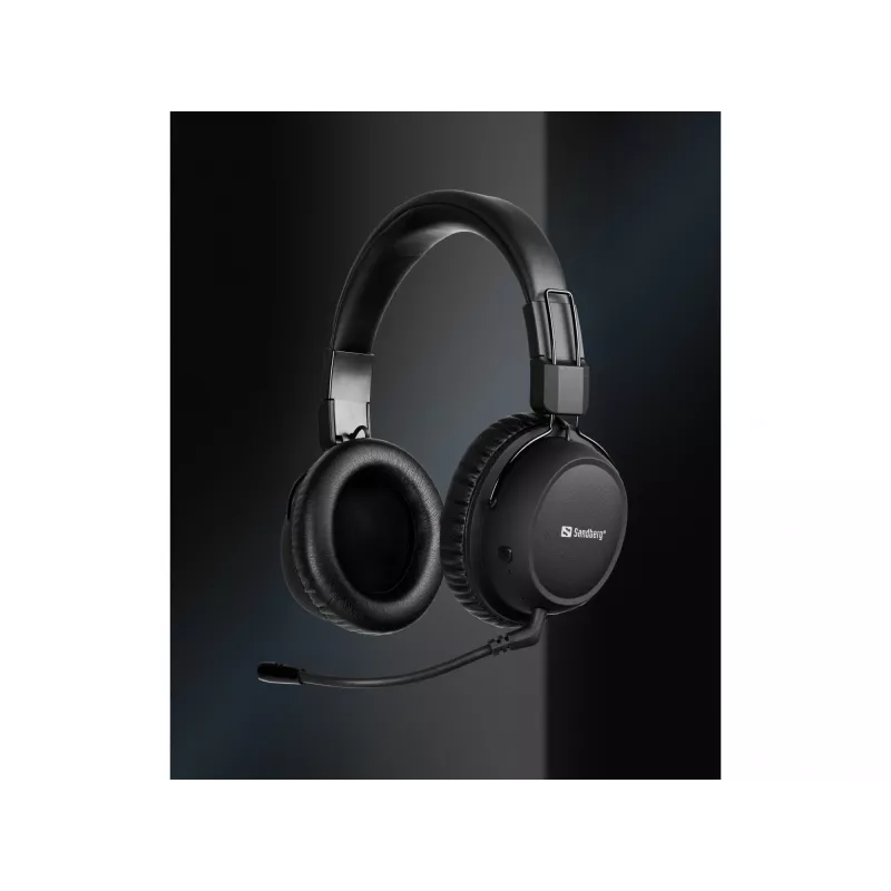 Sandberg Wireless Headset ANC FlexMic, bezvadu, spēlēm, 20 - 20000 Hz, 211 g, austiņas, melna
