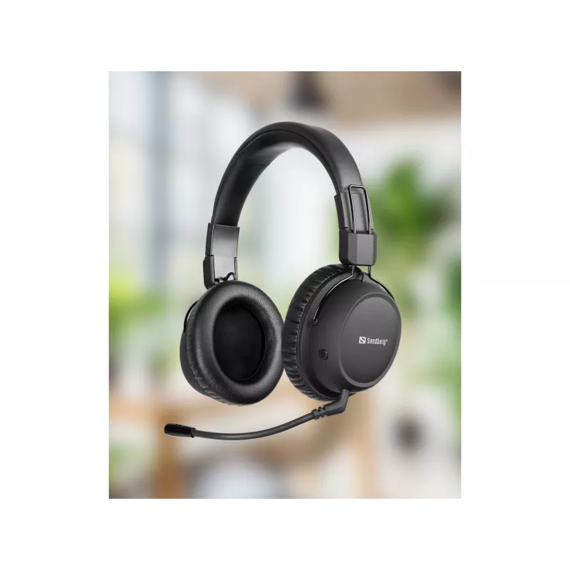 Sandberg Wireless Headset ANC FlexMic, bezvadu, spēlēm, 20 - 20000 Hz, 211 g, austiņas, melna