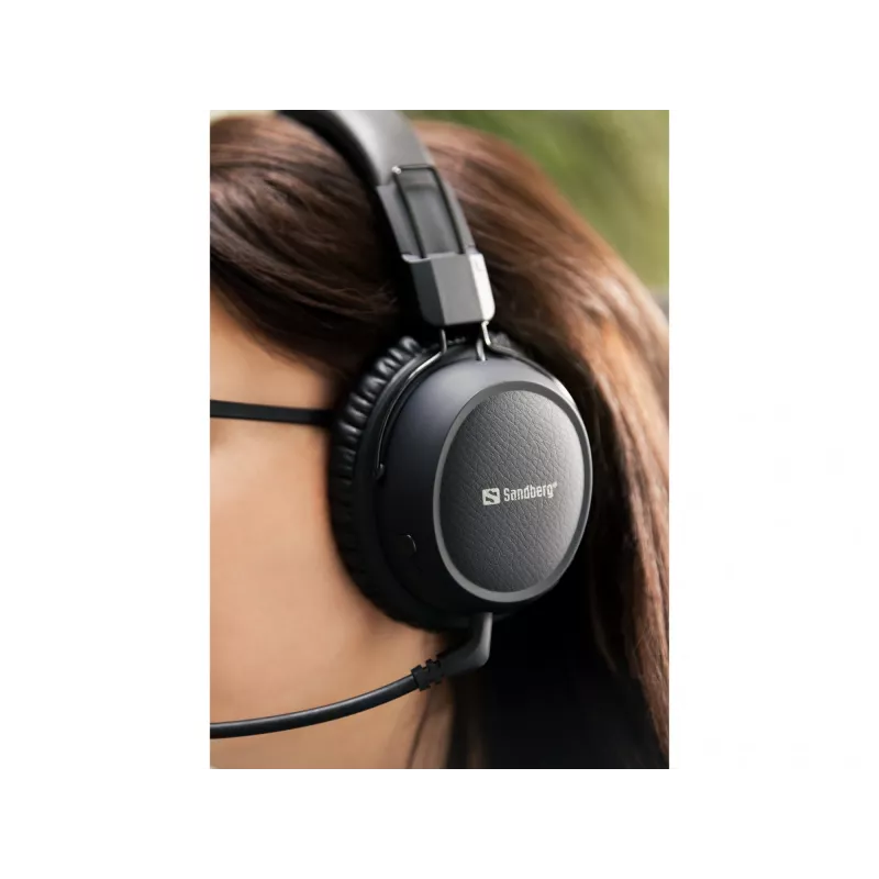 Sandberg Wireless Headset ANC FlexMic, bezvadu, spēlēm, 20 - 20000 Hz, 211 g, austiņas, melna