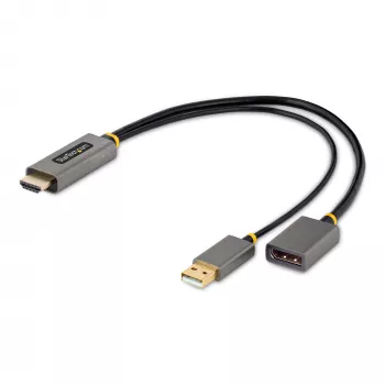 StarTech.com 1ft (30cm) HDMI–DisplayPort adaptera kabelis, aktīvs 4K 60Hz HDMI 2.0 uz DP 1.2 pārveidotājs, HDR, USB barošana, HDMI avots uz DisplayPort monitoru klēpjdatoriem/PC