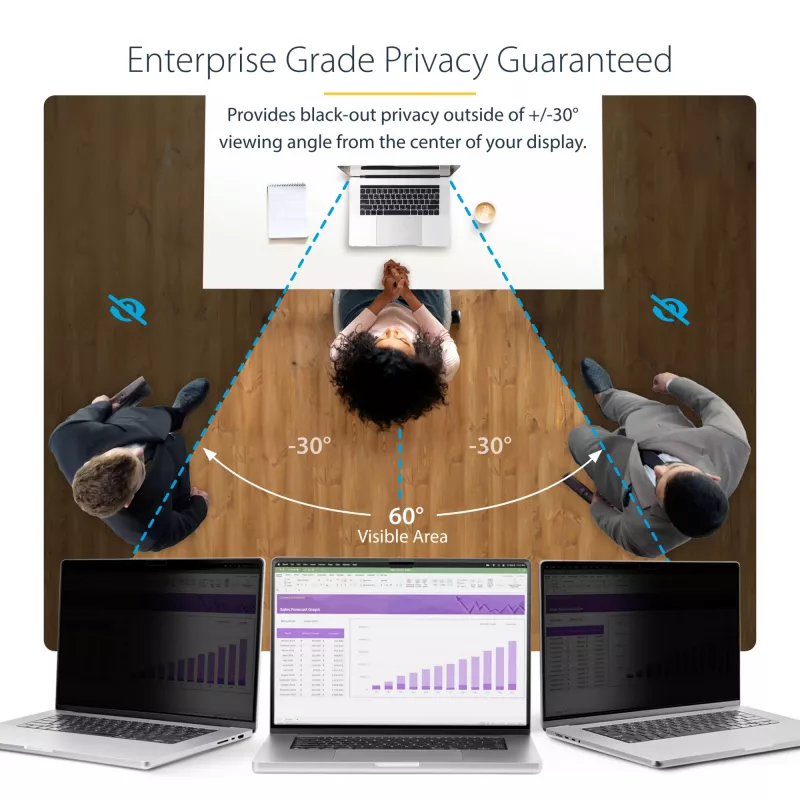 StarTech.com Privātuma ekrāns 13 inch MacBook Air M2/M3, Noņemams un atgriezenisks pretatspīduma filtrs, Magnētisks ekrāna aizsargs ar 51% zilās gaismas samazinājumu