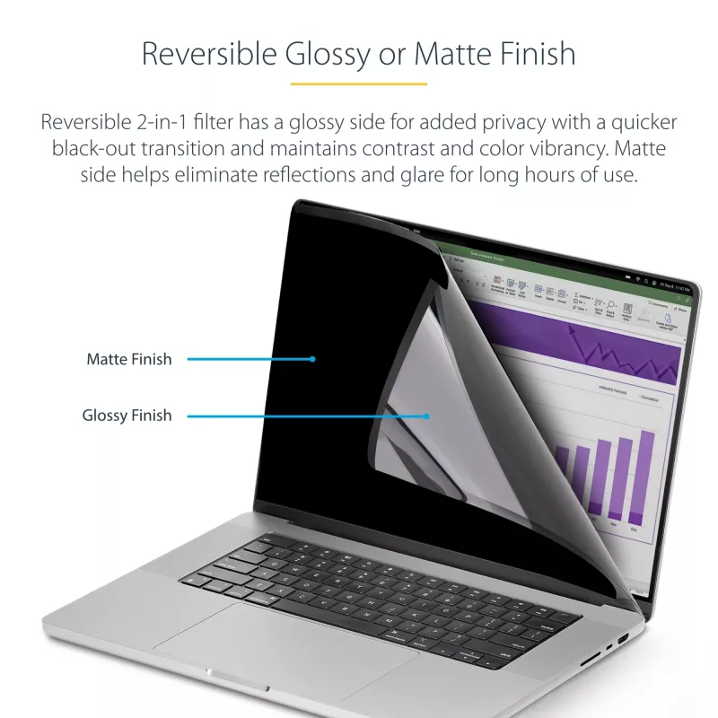 StarTech.com Privātuma ekrāns 13 inch MacBook Air M2/M3, Noņemams un atgriezenisks pretatspīduma filtrs, Magnētisks ekrāna aizsargs ar 51% zilās gaismas samazinājumu
