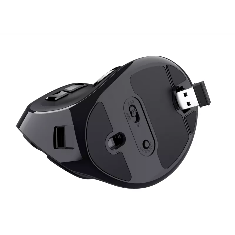 Trust Voxx vertikālā pele Office, RF bezvadu + Bluetooth, optiskā, 2400 DPI, melna