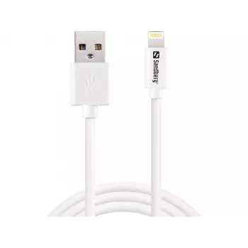 Sandberg USB-Lightning MFI 1m SAVER kabelis, 1 m, Lightning, USB A, tēviņš, tēviņš, balts