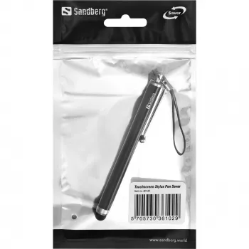 Sandberg Touchscreen Stylus Pildspalva Saver, Universāla, Jebkurš zīmols, Melna, Sudraba, Metāls, Gumija, 1 gab., 100 mm