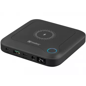 Sandberg All-in1 Laptop Powerbank 24000, 24000 mAh, Quick Charge 2.0, Bezvadu uzlāde, Melns