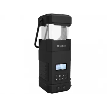 Sandberg Survivor Lantern All-in1 10000 — bateriju darbināma kempinga laterna, melna, IPX5, LED, USB-C, akumulators