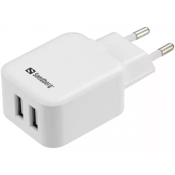 Sandberg AC lādētājs Dual USB 2.4+1A EU, iekštelpu, maiņstrāva, USB, 5 V, melns, balts